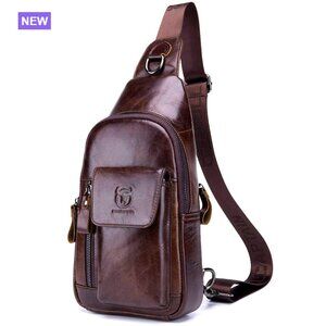 Genuine Leather Crossbody Bag Sling Backpack for Travel Hiking